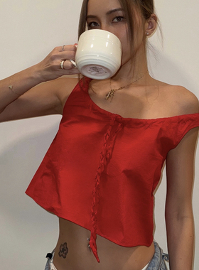 Adorn原创 缪MIU感拉满绝版复古正红匹马棉廓形百搭可爱小背心