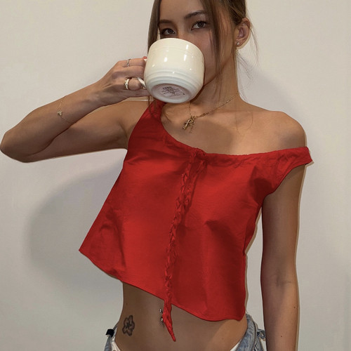 Adorn原创 缪MIU感拉满绝版复古正红匹马棉廓形百搭可爱小背心