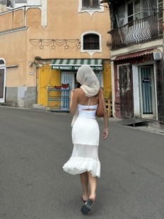 乔其纱真丝优雅低腰性感两色百褶花苞裙 美丽传说 Adorn 莫尼卡