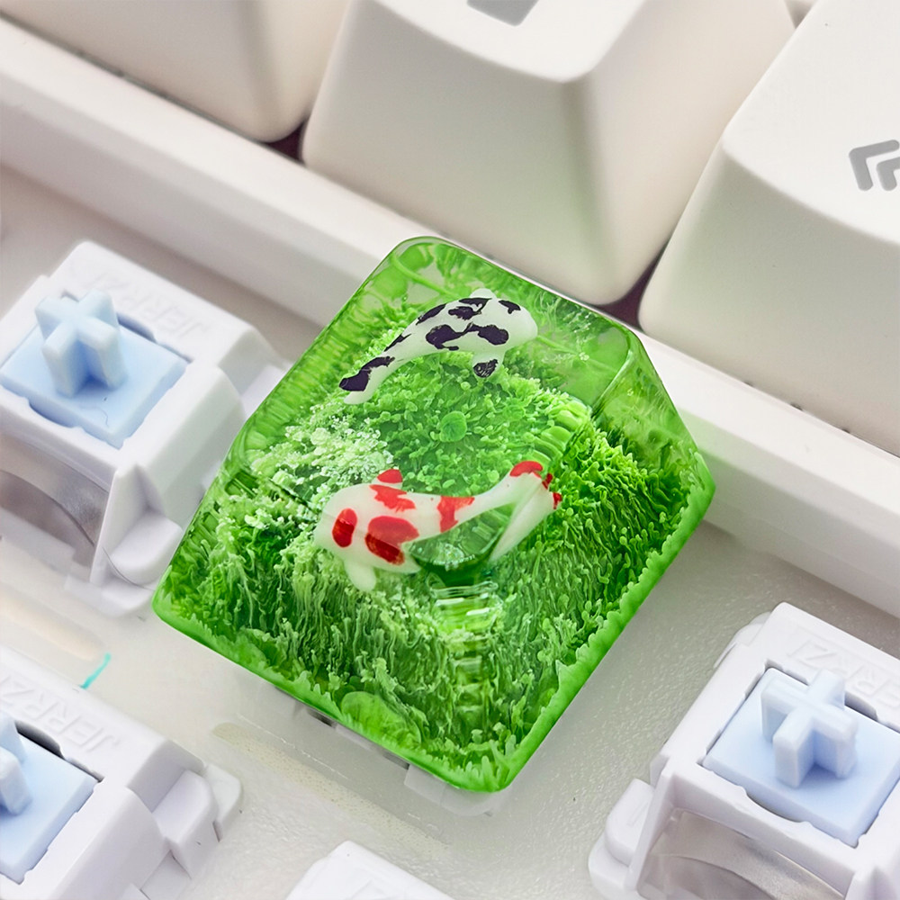好运锦鲤禅池树脂透光键帽