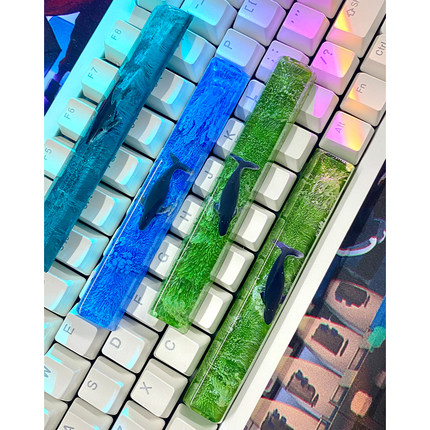 机械键盘个性鲲鲲空格键 高度单颗透光 树帽鲸落海洋蓝色主题键帽