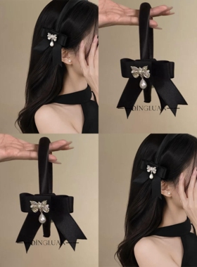 芭蕾日记法式黑色蝴蝶结流苏发箍～韩式2026秋新款甜美高级感发饰