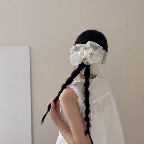 ins风法式刺绣花朵扭扭麻花发圈