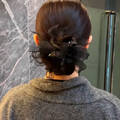 高级感黑色网纱蝴蝶结发圈女盘发发饰气质百搭丸子头发绳2026新款