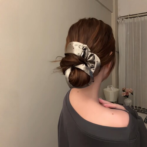 韩系缎面波点褶皱大肠圈