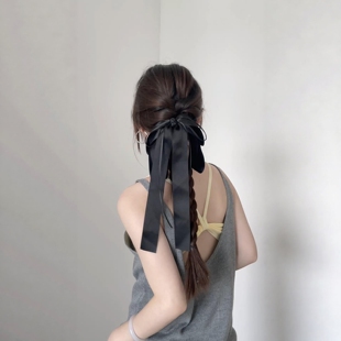 被路上叫住问链接 后脑勺饱满鲨鱼夹韩系甜酷少女 飘带马尾抓夹