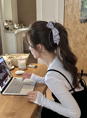 今天是韩系甜美少女紫色蝴蝶结香蕉夹高级感后脑勺竖夹2026年新款