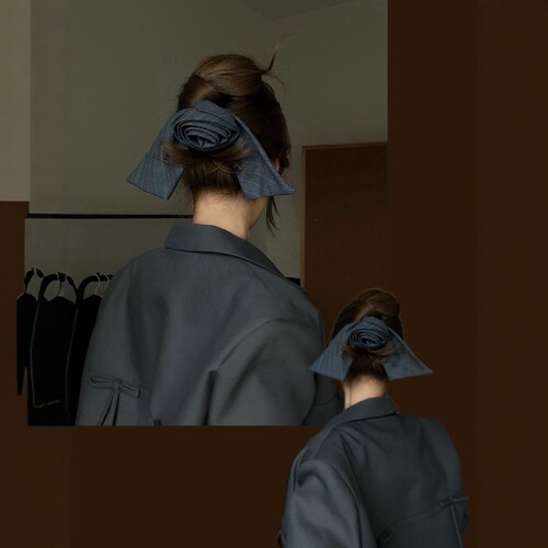 灰色真的显高级感啊复古格纹玫瑰发圈氛围感简约头饰2026新款头绳