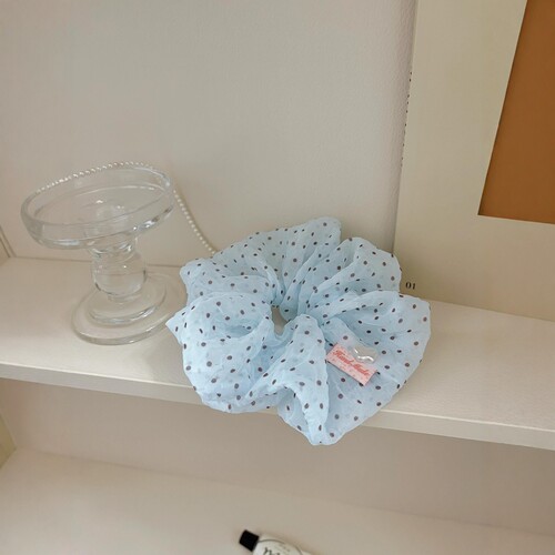 春日蓝色波点简约温柔发圈氛围感