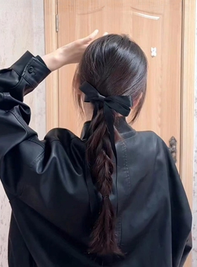 黑色复古蝴蝶结发夹高级感夹子