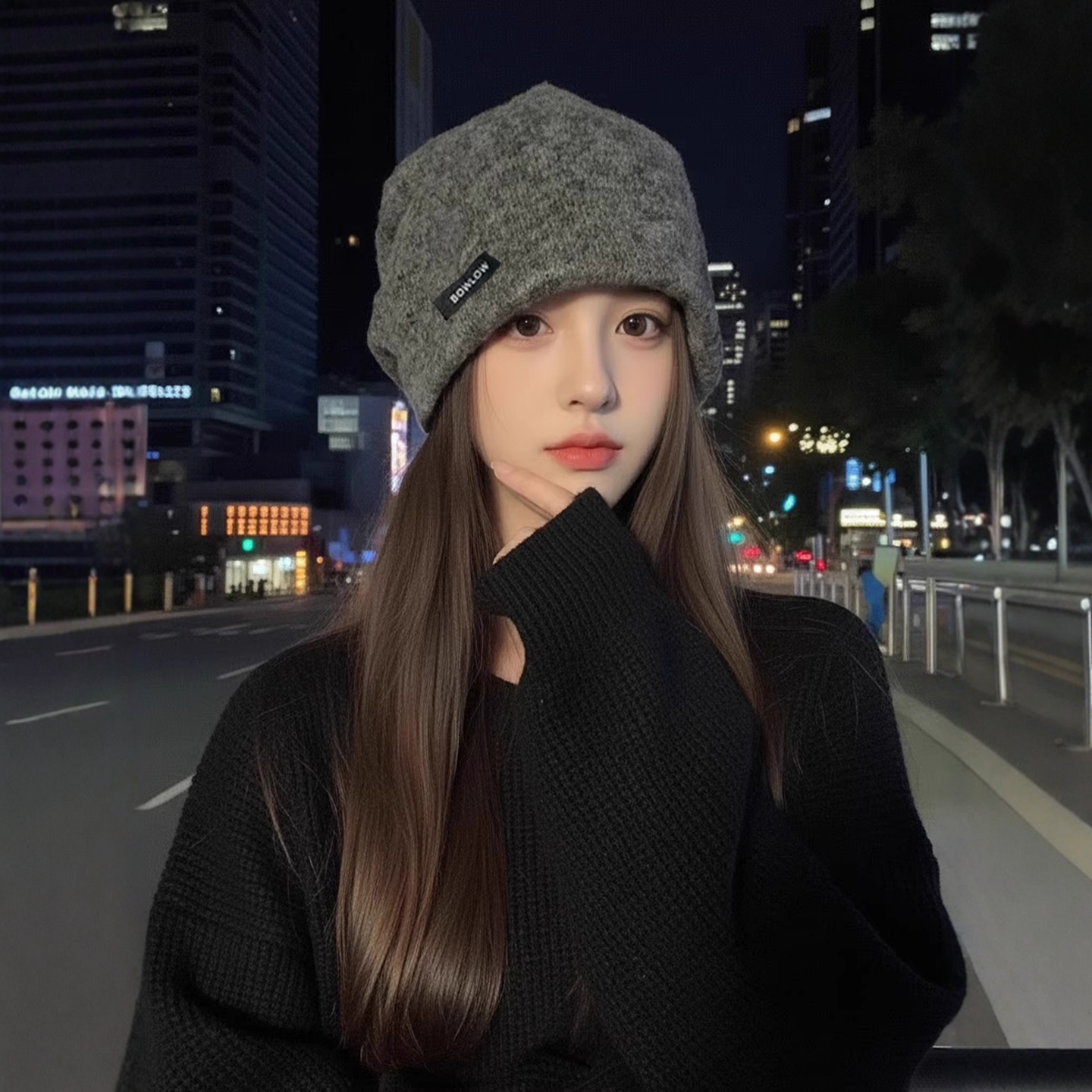 堆堆帽秋冬韩版时尚保暖针织帽女