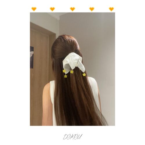 星星说晚安法式星星2026新款缎面方巾发圈高级小众少女半扎发头绳