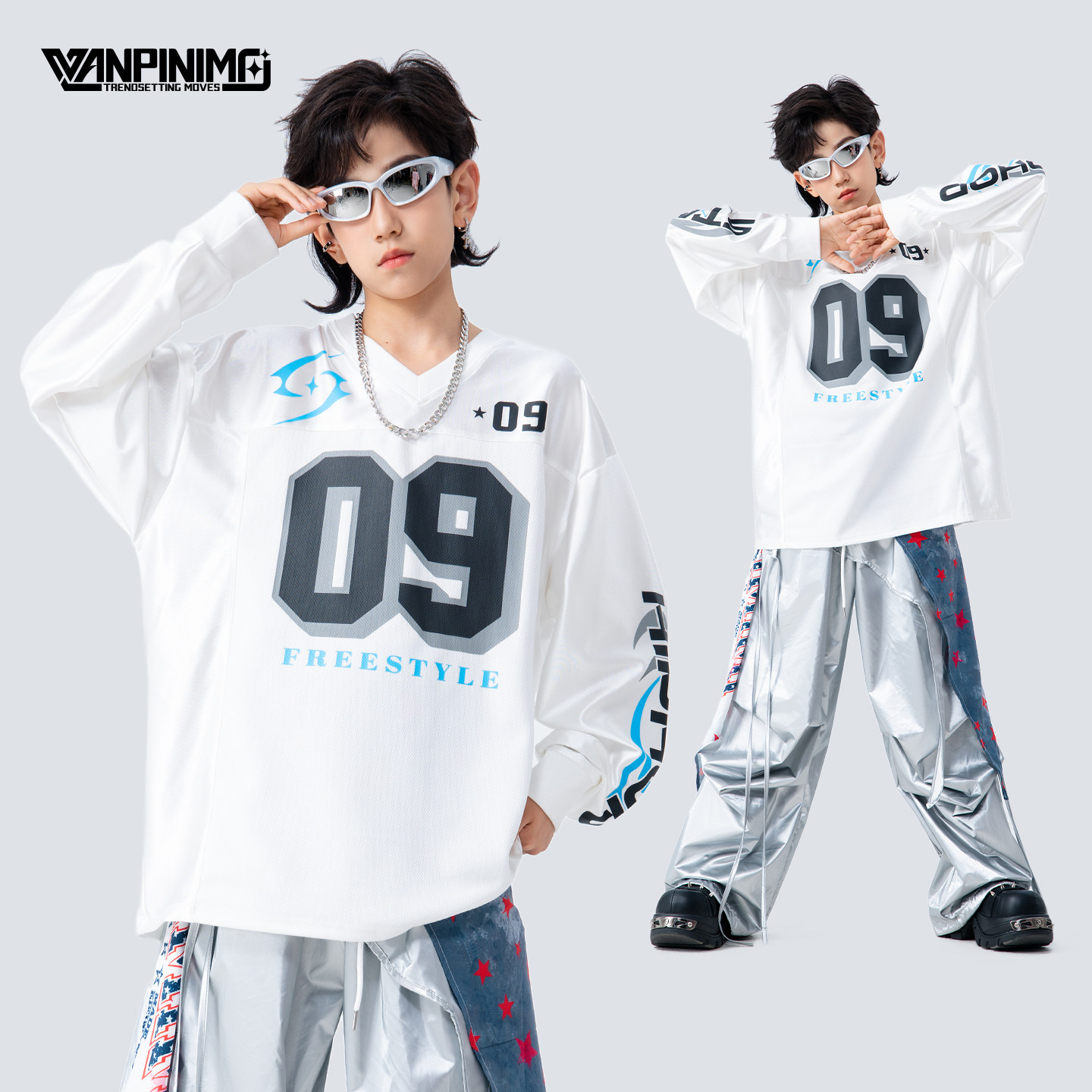 顽皮尼莫童装儿童潮服男童宽松炸街嘻哈街舞少儿hiphop潮牌演出服