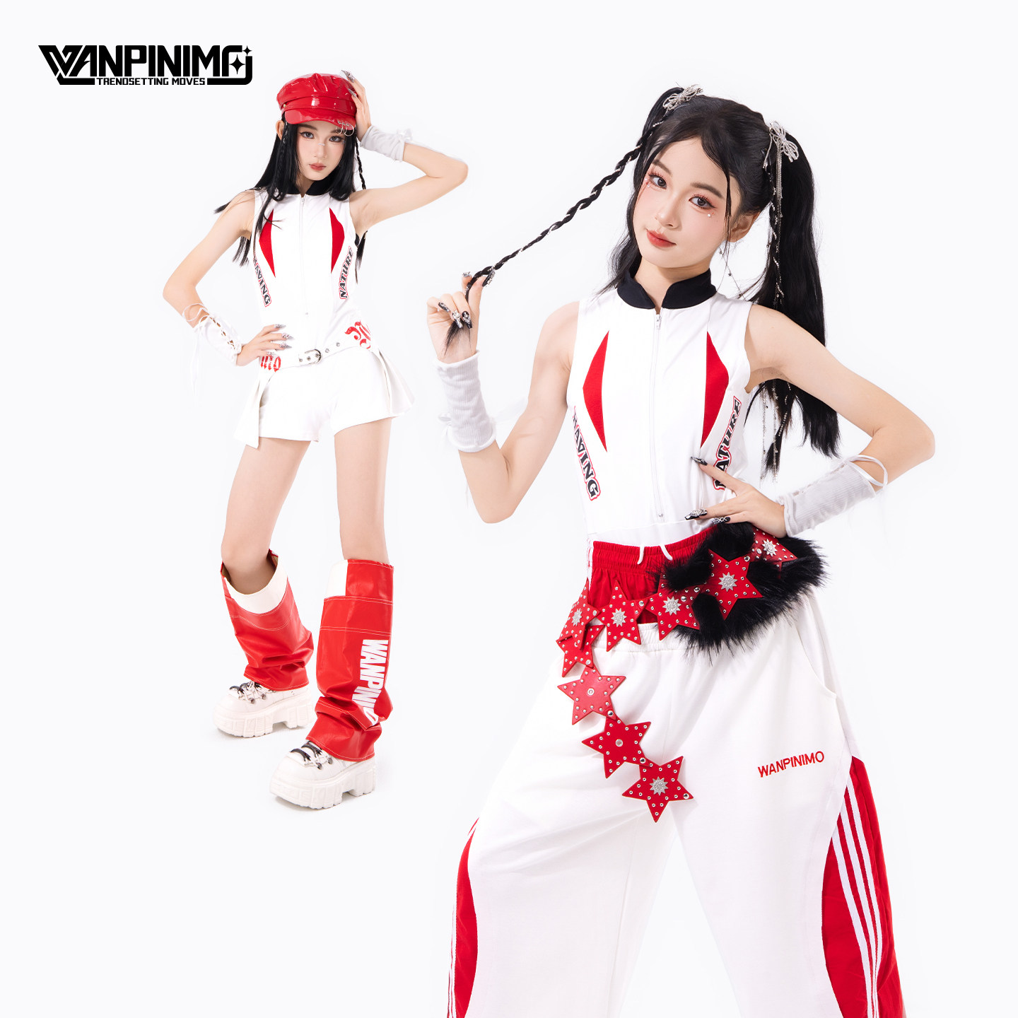 顽皮尼莫童装女童爵士舞潮酷街舞JAZZ服装夏季透气儿童连体表演服