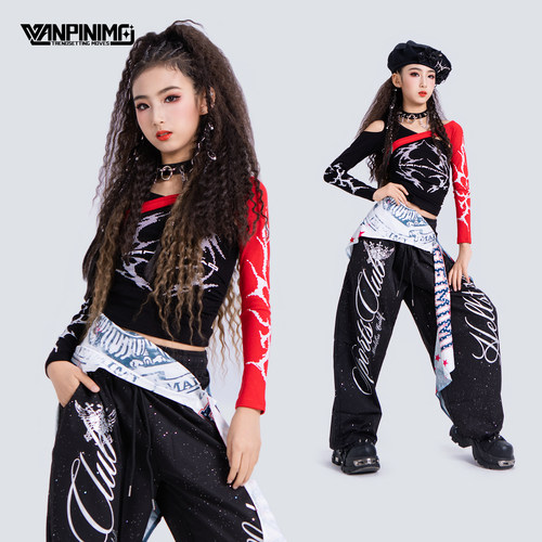 顽皮尼莫爵士舞女童服装夏女团甜酷风jazz街舞走秀时髦潮酷演出服