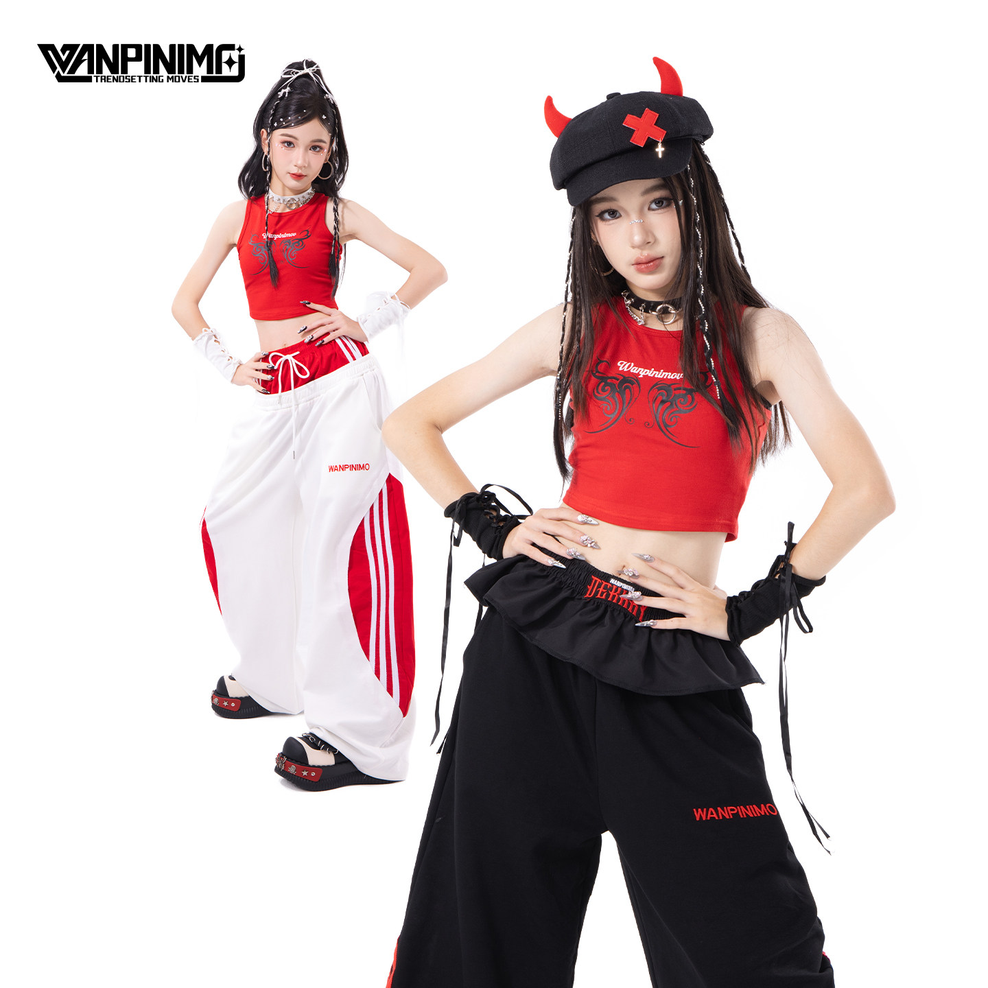 顽皮尼莫童装女童夏装爵士舞服潮酷炸街儿童街舞JAZZ舞台表演服