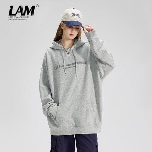LAMLICKA宽松美式情侣连帽卫衣