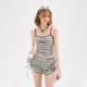 休闲热裤 LICKA 设计感显瘦修身 辣妹美式 GIRL条纹灰色短裤 女夏季