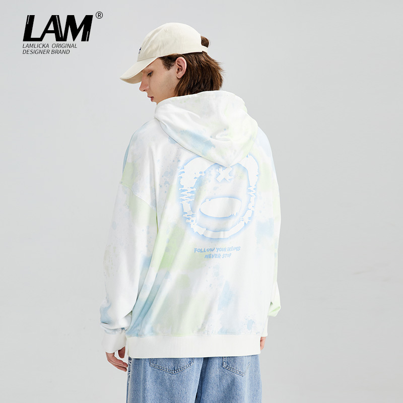 LAMLICKA男潮牌发泡熊猫印花帽衫