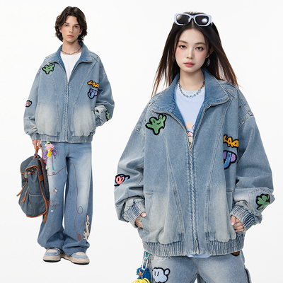 LAMLICKA美式潮牌工装牛仔外套