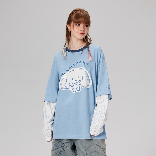 周深同款LAMLICKA小狗假两件T恤