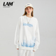 LAMLICKA LAM日系潮牌字母扎染卫衣男潮oversize早秋廓形套头上衣