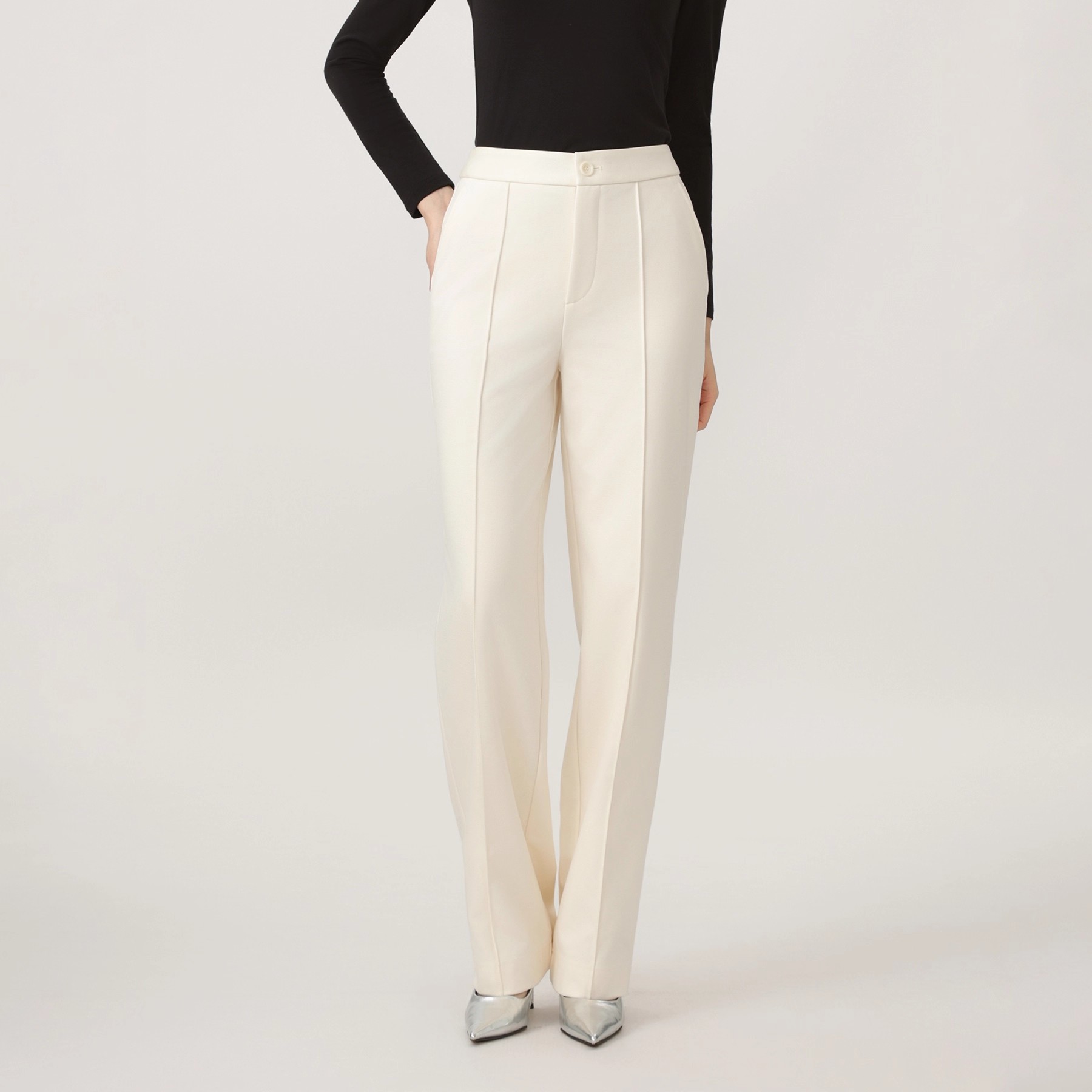 通勤休闲裤磨毛垂感加绒直筒裤女