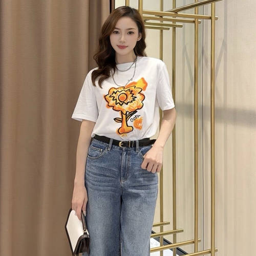 印花T恤女短袖纯棉上衣