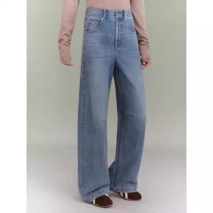 AMAS{专柜阿玛家}明星同款高腰百搭美式休闲小弯刀牛仔裤女510077