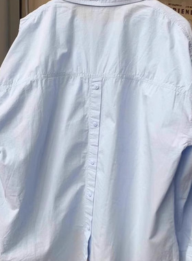 100%棉韩系蓝色衬衫女春夏2025款衬衣小个子宽松防晒长袖外套早秋