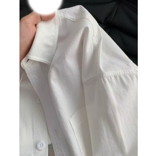 外套 上衣休闲男女衬衣情侣装 100%纯棉白色衬衫 春秋内搭叠穿长袖