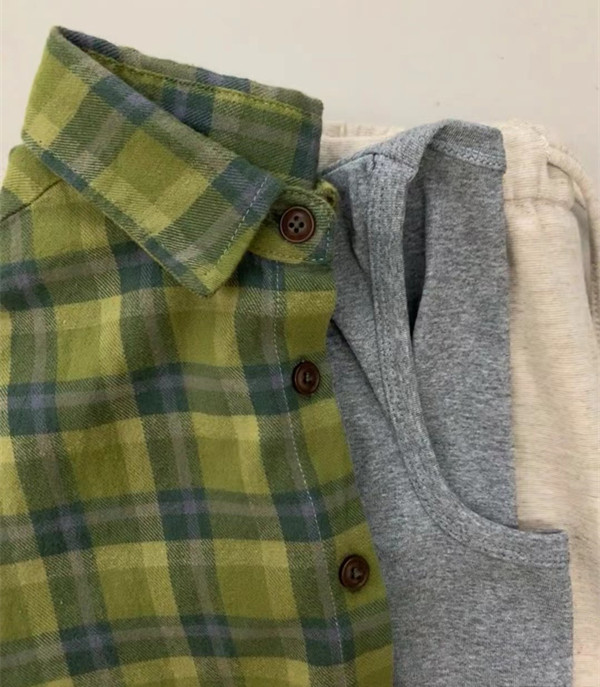 大牌剪标撤柜纯棉格子衬衫外套