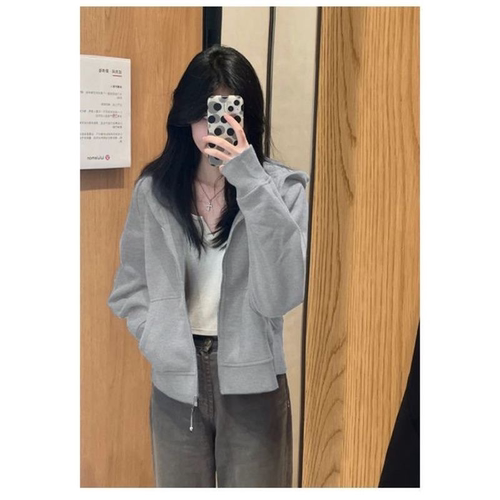 外贸原单品牌重磅纯棉连帽卫衣女