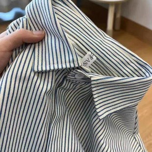 设计感衬衣宽松长袖 女装 男女上衣 外套女春秋2024新款 条纹格子衬衫