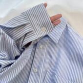 衬衫 文艺复古 日系百搭水洗条纹牛津纺条纹男女纯棉休闲长袖 外套