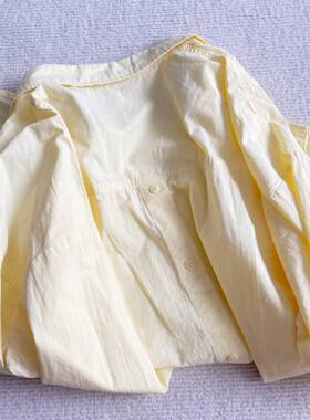 奶呼呼黄色纯棉长袖衬衫女2025春夏新款小个子上衣开衫衬衣外套秋