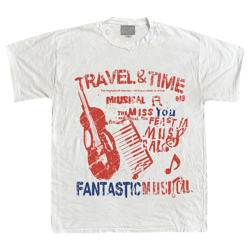 音乐艺术印花嘻哈潮流hippop重磅T恤街头滑板oversize穿搭短袖