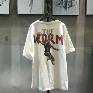 大虫罗德曼t恤美国潮牌欧美球星周边短袖落肩五分袖宽松圆领半袖