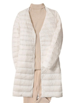 专柜正品白鸭绒轻薄羽绒服圆领v