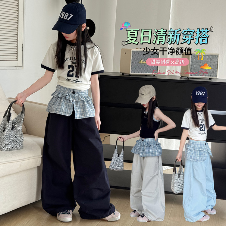2026夏季新款女童休闲裤女宝宝春装洋气百搭阔腿裤中大童春款裤子图片