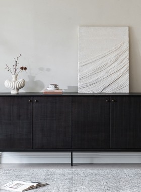 北欧比利时表情实木红橡木餐边柜客厅简约电视柜黑色中古风玄关柜