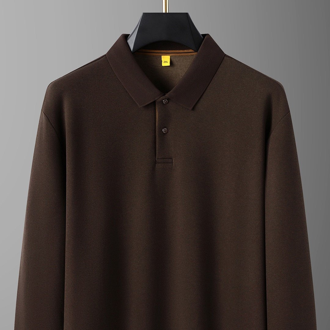 GM新潮 德绒翻领polo衫男士秋冬厚款保暖宽松百搭长袖打底衫上衣