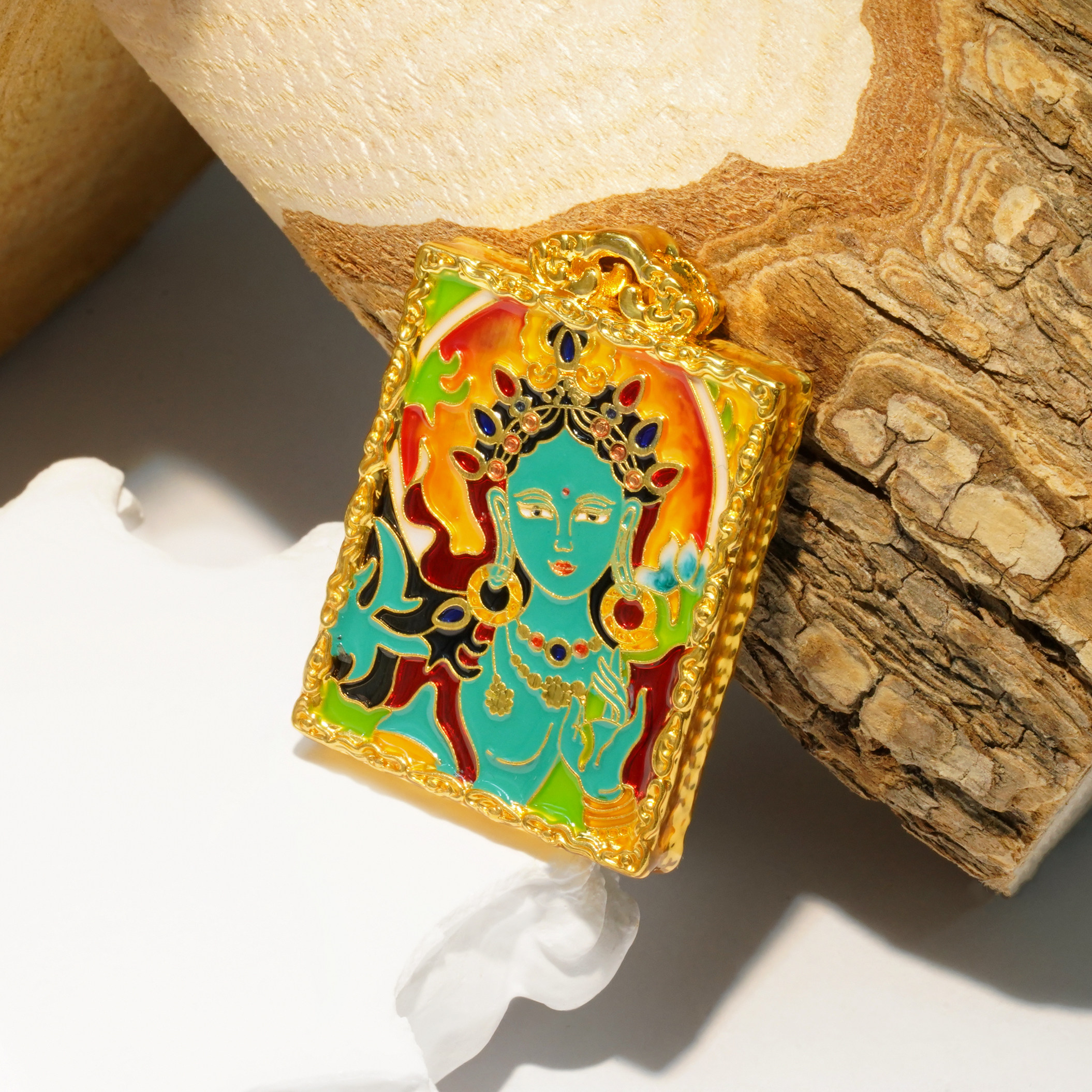 18k金黑玛瑙绿度母方牌吊坠女新中式国潮DIY项链配件【QL07464】,珠宝/钻石/翡翠,颈饰,淘宝优惠券,粉丝福利购,淘宝优惠卷