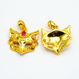 18k金狐狸面具吊坠轻奢小众设计高颜值项链DIY配件 QL07182