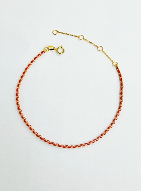 爆闪18k金红绳编织手链配件本命年转运百搭款（19cm）【QL06654】