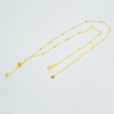 18k金镭射双珠项链   不脱模【WT0365】