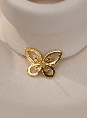 18k满钻蝴蝶耳钉女轻奢小众高颜值百搭(单只)  不脱模【S01108】