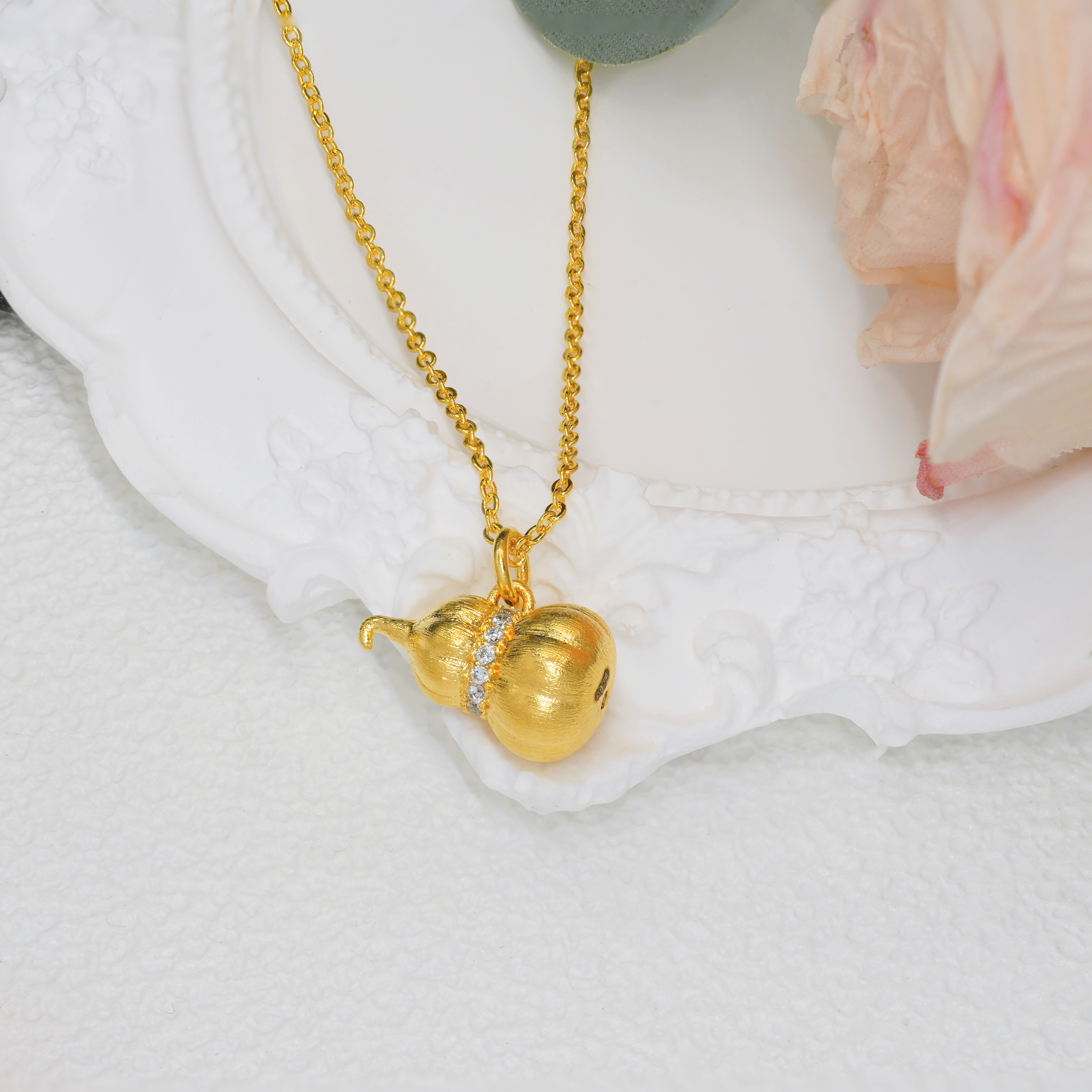 18k拉丝点钻南瓜葫芦吊坠 不脱模【WT0571】