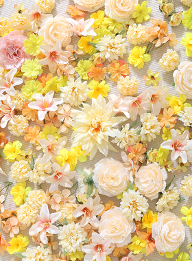 黄色系组合花朵材料包 仿真花 假花 diy手工花环簪花裙撑装饰配件