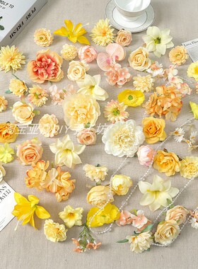 黄色系仿真花 假花绢花DIY手工花环材料古风汉服簪花学士帽装饰花